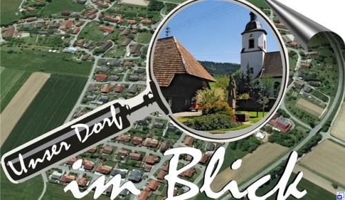 Luftaufnahme mit Lupe, vergrößert Nikolauskirche Unterentersbach