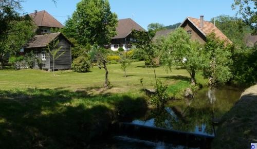 Dorfbach mit angrenzende Häusern